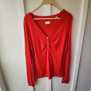 AUR Women's V-Neck Sweater Rosy Red Pink Size Medium